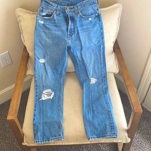 Light blue, distressed, Levi jeans